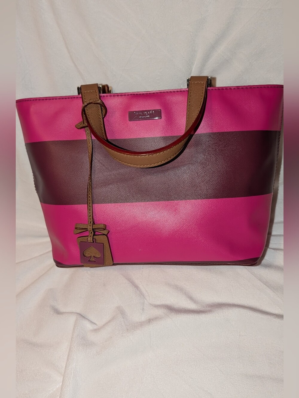 Kate Spade New York Juno Small Grant St. Tote  Pink Maroon Pink GUC